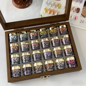 24 Color Gold Foil Magic Mirror Chrome Acrylic Nail Art Powder Set Versatile Color Series Mirror Effect Decoration