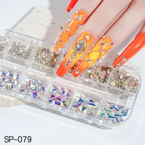 24 Colors 3D Glass Mixed Shape Nail Art Crystal Rhinestone Box Set for Nail Art Beauty DIY