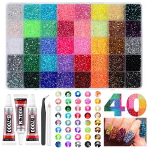 24 Grid 40 Grid Flatback Resin Rhinestone Jelly Mixed Color Starry Sky Nail Charms DIY Manicure Salon Craft Gem Accessories