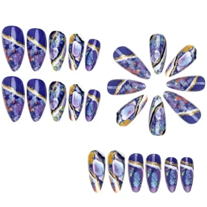 24 Pcs Artificial Finger False Nails French Design Short Press on Nails With Packaging Box