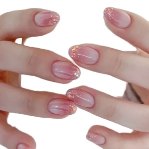 24 Pcs French Pink French Gradient Full Cover Nail Art ABS Press on Nails Artificial Fingernails False Nails for Finger 3284