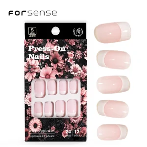 24 Pcs White French Tip Press on Nails pink Fake Nails square Artificial Fingernails Press on False Nails Presson