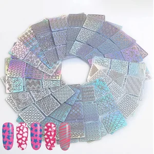 24 Sheet Holographic Plastic Nail Art Design 100pcs for Women DIY Manicure Tips Decor Supplies