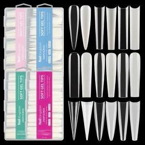 240 Pcs Soft Gel Nail Tips Press on Nails Fake Nail Transparent Extra Long Full Cover Tips