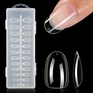 240PCS ABS Finger Nails Short False Nails Non C Curve Full Cover Clear Oval Nail Tips