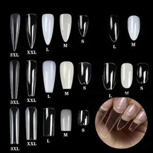 240Pcs Box Non C Curve XXL 3XL Extra Long Square French Half Cover ABS False Nail Tips for Finger Pre designed