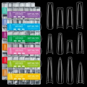 240Pcs Full Cover ABS Acrylic PMMA Nail Art Salon Butterfly Design XXL XXXL Press Nails Tips for Finger Application