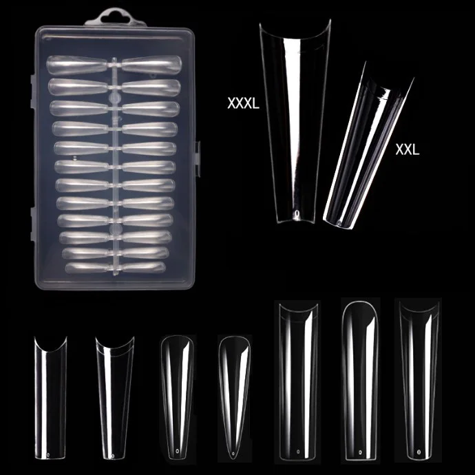 240pc box XXL 3XL Coffin PMMA False Nails OEM Gelly Tips Soft Gel X Finger Nail Tips Manicure Supplier Flexible Fingernails