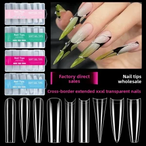 240pcs Bag French Style ABS Material Full Cover Ultrathin Soft Gel False Nails Coffin Square Press Tips Short Nail Tips