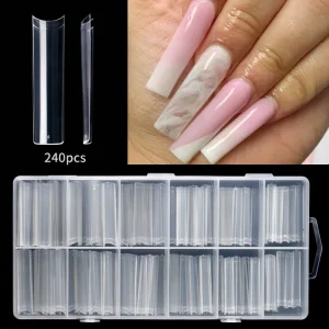 240pcs Box 3XL No C Curve False Nail Tips Clear Extra Long Straight Square Artificial Press on Fake Nails FakeManicure Salon