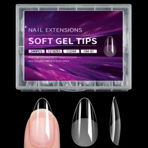 240pcs Box French Acrylic Artificial False Nails Half Semi Matte Almond Ballerina Clear Full Cover Soft Gel Tips No Marks