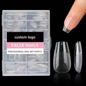 240pcs Pre shape Short Coffin Half Matte Gel Nail Tips Full Cover Acrylic False Gelly Nail Tips 12 Sizes for Nail Extension