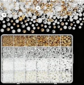 24Grids 4500pcs Mini Pearl Nail Art Charms Multi Size 2 3 4 5 6 8mm Semi circular Pearl Nail Decorations DIY Without Tools