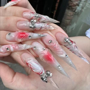 24PCS goth press on nails 3d press on nails high quality fake nails nail supplies stick on nails private label artificial nails