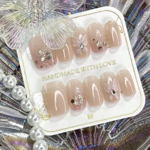 24Pcs ABS Almond Press Manicure Nail Tips Nail Supplies Custom Logo Finger Design Cat Eye Manicure Set