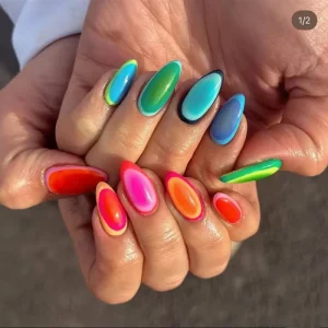 24Pcs Mechanical Nails Acrylic Artificial Fingernails False Nails Short INS Style Press on Nails