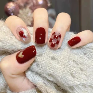 24Pcs Removable ABS Full Cover Press Nails French Style Almond Shape Mixed Color Pre designed Medium Length Glue 3D
