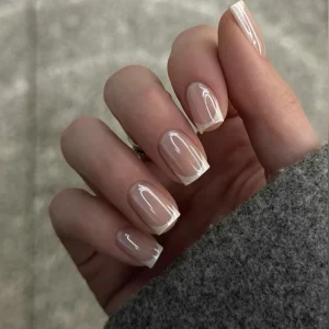 24pcs 4185 Korea Imported ABS Acrylic French Style Thick Press On False Nails Art False Nails Artificial Fingernails
