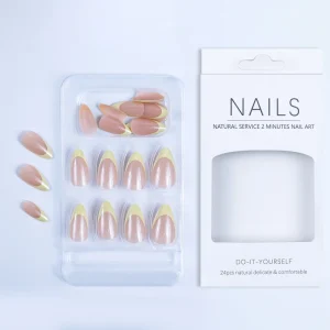 24pcs Custom Nail Boxes Hot Selling French Tip Press on Nails Soft ABS Gel Private Label Artificial Fingernails