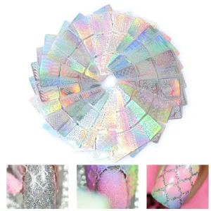 24pcs Flash Scale Nail Vinyls Foil Airbrush Polish Stamping Tool Fashion Hollow Stencil Laser 3D Nail Art Stickers