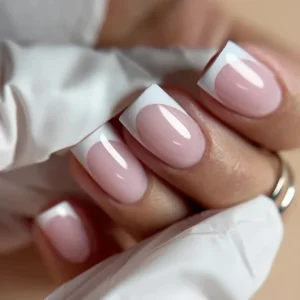 24pcs Luxury Artificial Press Nails Nature Simple French Style Half Handmade Machine Made for Finger Short Collection