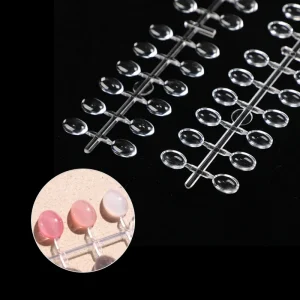 24pcs OPP Bag Clear Acrylic Color Display Card for Nail Art Oval Square Heart False Nail Tips Manicure Tables Accessory