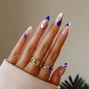 24pcs box Artificial False Nails Custom Press on Nails with Glue Stiletto Pointy Almond Acrylic Fake Nail