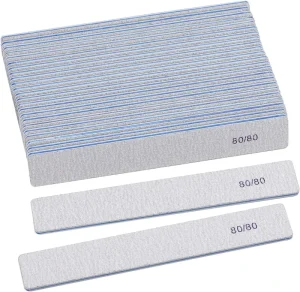25 Count 80 Grit Rectangle Nail Files for Acrylic Nails Reusable Buffering Files Double Sided Emery Boards for Nails