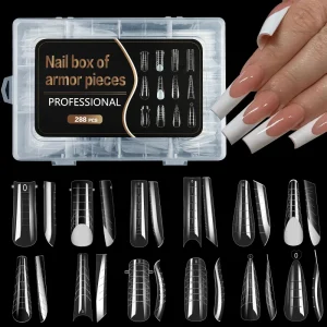 288pcs 12 Types Full Cover UV Acrylic Nail Tips System Dual Mode Nail Forms Upper Arched Extension Art Mold for Poly Gel Design