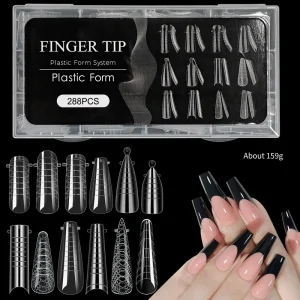 288pcs Crystal Nail Enhancement Transparent ABS Tip with French Design for Nail Art Salon Finger Application