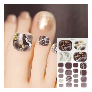 2D 3D Full Covered 22pcs Sheet Foot Nail Polish Stickers Self Adhesive Nail Art Wraps Foil
