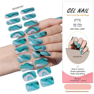2D Gel Nail Strips with UV Lamp Semi Cured Gel Nail Stickers
