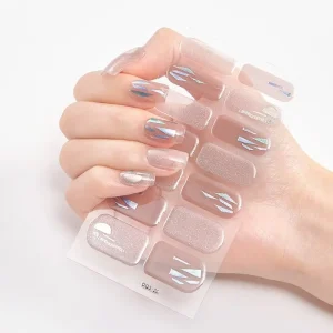 2D Glitter Nail Gel Stickers Set Resin Heart Flowers Foil Nail Art Decals Girls’ Nail Art Designs
