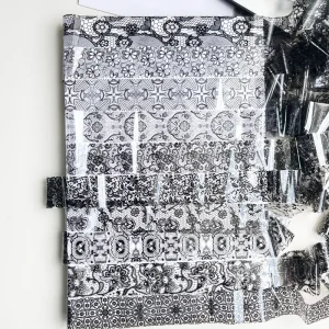 2D Plastic White & Black Lace Nail Transfer Sticker Paper Set DIY Manicure Decals Nail Art Foil for Manicure Decorative Purpose