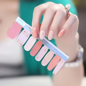 2d 3d Full Covered 16pcs Sheet Nail Polish Stickers Self Adhesive Nail Art Wraps Foil Gel Nail