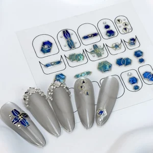 2pc Pack Professional 3D Nail Sticker Decals Laser Multi-design DIY Stickers Nail Art Decoration