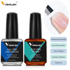 2pcs set 15ml Nail Art Acid Free Air Dry Nail Prep Dehydrator & Nail Primer Kit Professional Manicure Kit
