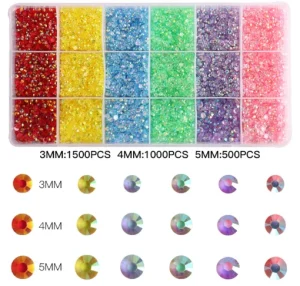 3/4mm Jelly Color Nail Resin Glitter Rhinestones Glue on Nail Art Simulated Diamond Crystal Clothing Decoration Rhinestones