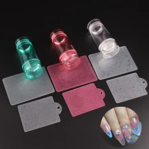 3 Colors Double Head Soft Silicone Nail Stamper With Scraper Nail Stamping