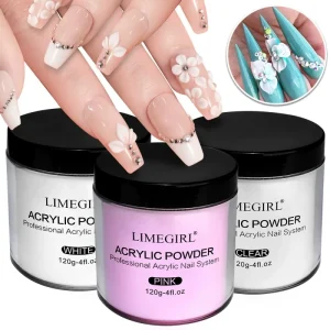 3 Colors Long lasting 2 in 1 Nail Art Acrylic Powder Super Glitter for 3D Manicure Beauty Decorations Tech Salons