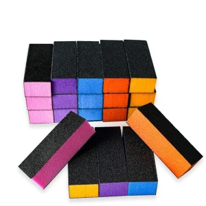 3 Sided Black Sand Nail Buffer Block Black Sand Manicure File High Elasticity Nail Buffer Block