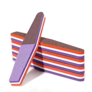3 Way Emery Nail Buffer 80 100 150 Grit Curved Customize Logo Flexible Sponge Nail Sanding File Professional Nail Art Tools