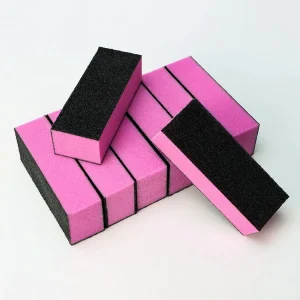 3 Way Sponge Nail Buffer File Black Emery Sandpaper 80 100 180 Grit Square Nail Buffer Block