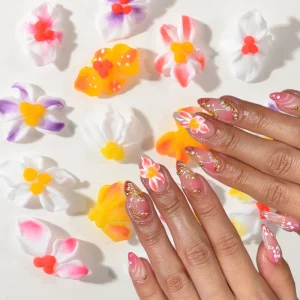 30 Pieces KITS 3D Three dimensional Flower Resin Nail Art Decorations Colorful Cute Flower Nail Art Accessories