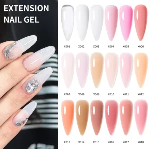30G Solid Crystal Builder Gel Fast Drying UV LED Cure Long Lasting 18 Colors Eco friendly Natural Resin Nail Extension Gel for