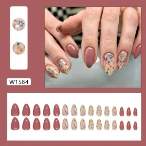 30Pcs French Almond ABS Material Press on Nails Natural Thick Extra Short False Nail for Women DIY
