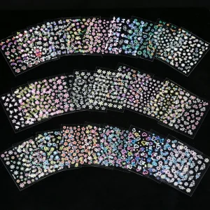 30Pcs Set Colorful Flower Nail Stickers Self Adhesive Slider Nail Art Decorations Decals 3D DIY Manicure Accessories