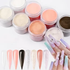 30g 1OZ Acrylic Powder Glitter Nude Pink Crystal Powder French Nail Extension Acrylic Powder Carving Dipping No Need Lamp Cure