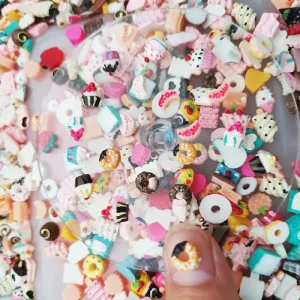 30pcs Bag 3D DIY Cartoon Nail Art Decorations Resin Cupcake Ice Cream Moon Sticker Popular Style Accessories Made Plastic Slime