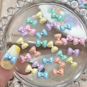 30pcs Candy Color Bow Nail Art Decoration Sweet 3D Resin Bowknot for DIY Manicure Salon Nail Accessories Rhinestones